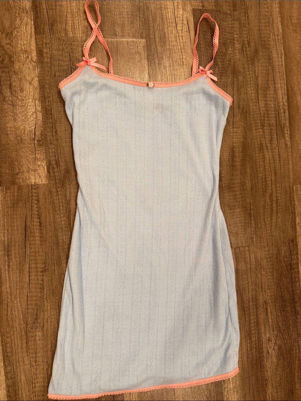 SHEIN Light Blue Chemise with Pink Trim